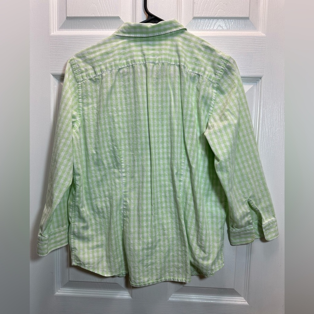 Chaps Light Green Gingham Button-Down Shirt - Picture 3 of 3